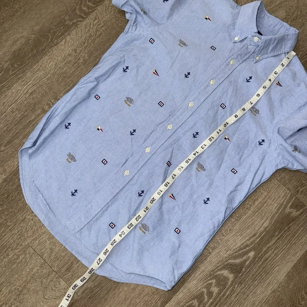 Polo Ralph Lauren Short Sleeve Oxford Men's Small Blue Nautical All Over Print